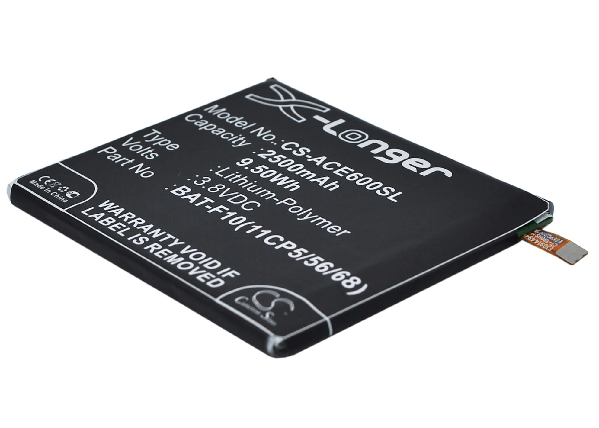 3.8V, 2500mAh, Li-Polymer Battery fits Acer, Liquid E600, 9.5Wh