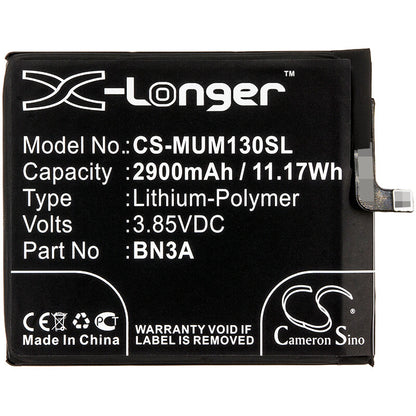 3.85V, 2900mAh, Li-Polymer Battery fits Xiaomi, M1903c3gg, M1903c3gh, 11.165Wh