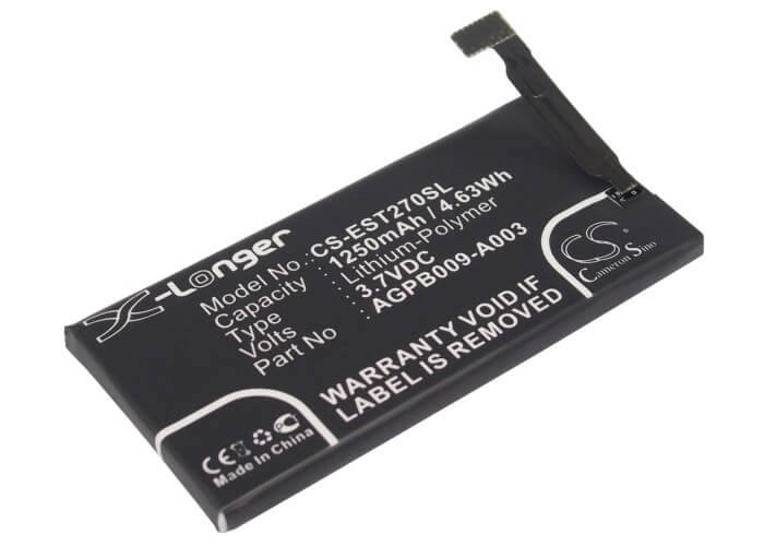 3.7V, 1250mAh, Li-Polymer Battery fits Sony, Lotus, St27a, 4.625Wh