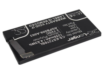 3.7V, 1250mAh, Li-Polymer Battery fits Sony, Lotus, St27a, 4.625Wh