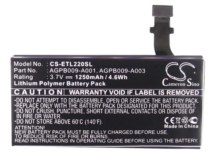 3.7V, 1250mAh, Li-ion Battery fits Sony Ericsson, Lt22, Lt22i, 4.625Wh