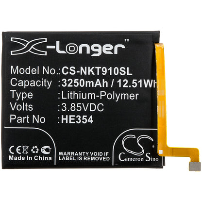 3.85V, 3250mAh, Li-Polymer Battery fits Nokia, 9 Pureview, Ta-1082, 12.5125Wh