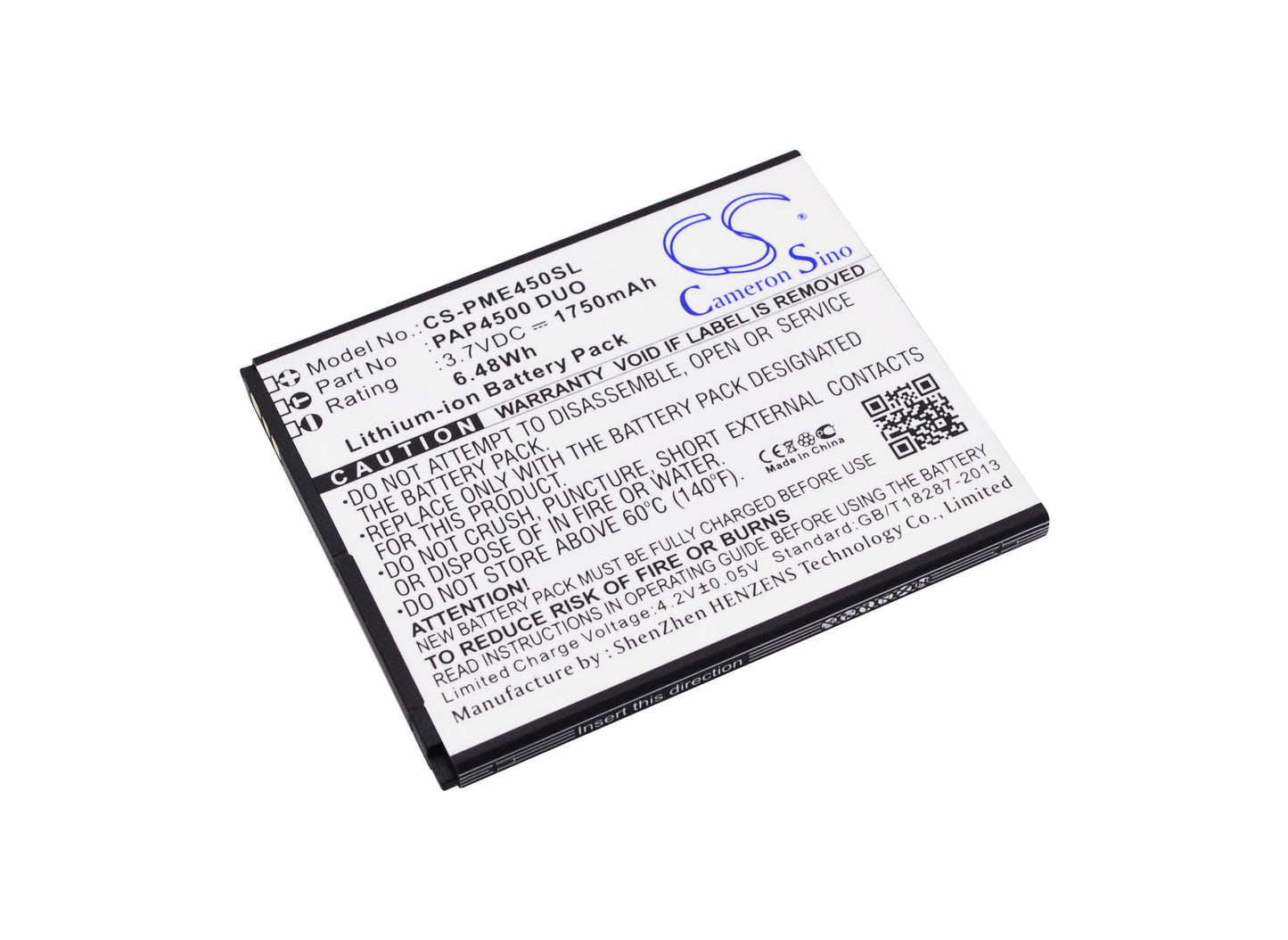 3.7V, 1750mAh, Li-ion Battery fits Prestigio, Multiphone 4500 Duo, 6.475Wh