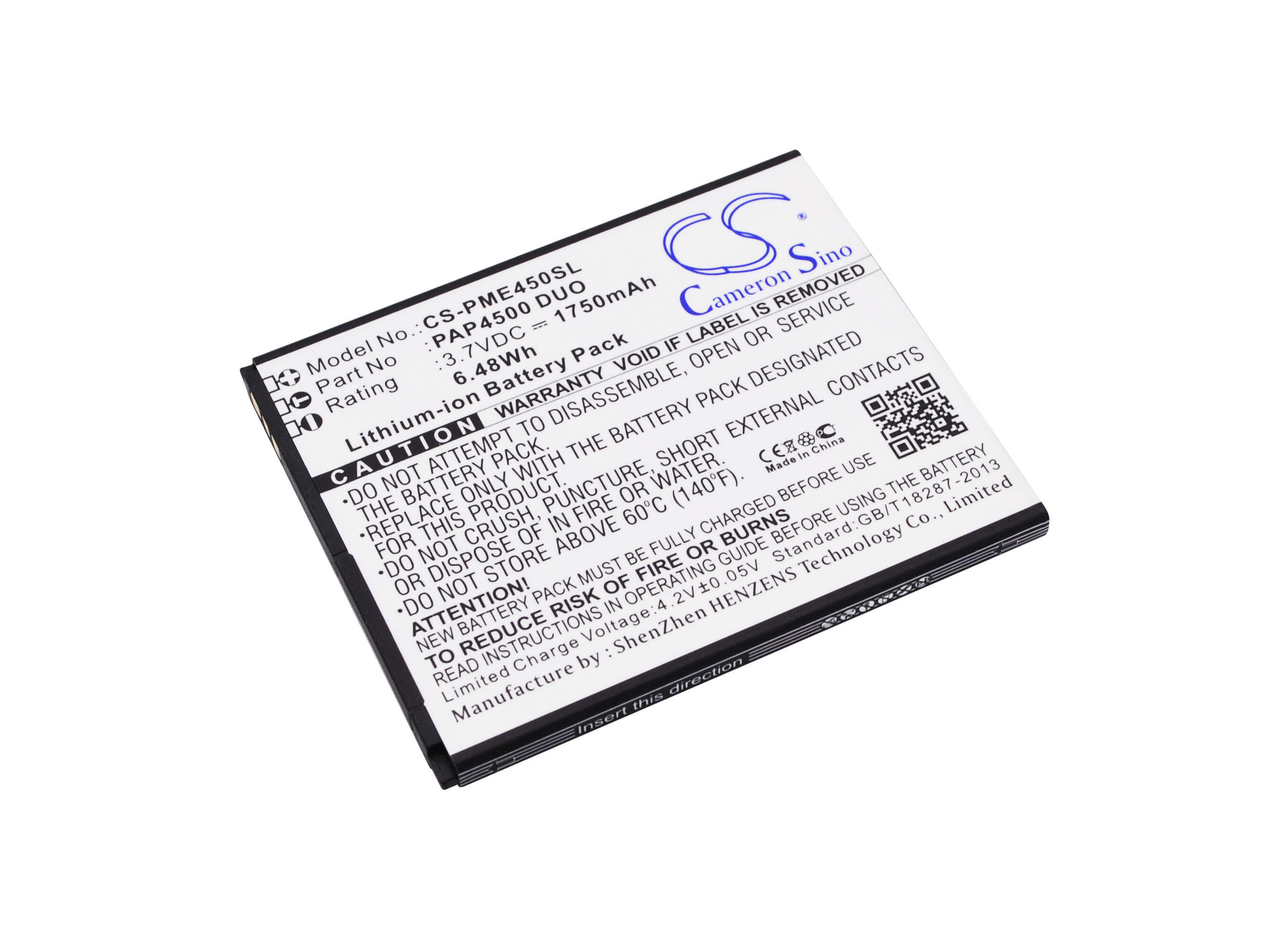 3.7V, 1750mAh, Li-ion Battery fits Prestigio, Multiphone 4500 Duo, 6.475Wh