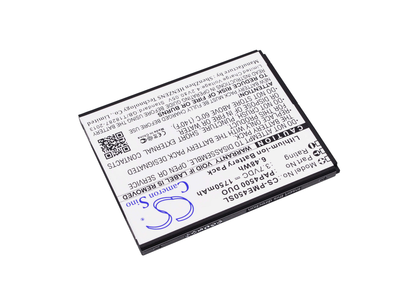3.7V, 1750mAh, Li-ion Battery fits Prestigio, Multiphone 4500 Duo, 6.475Wh