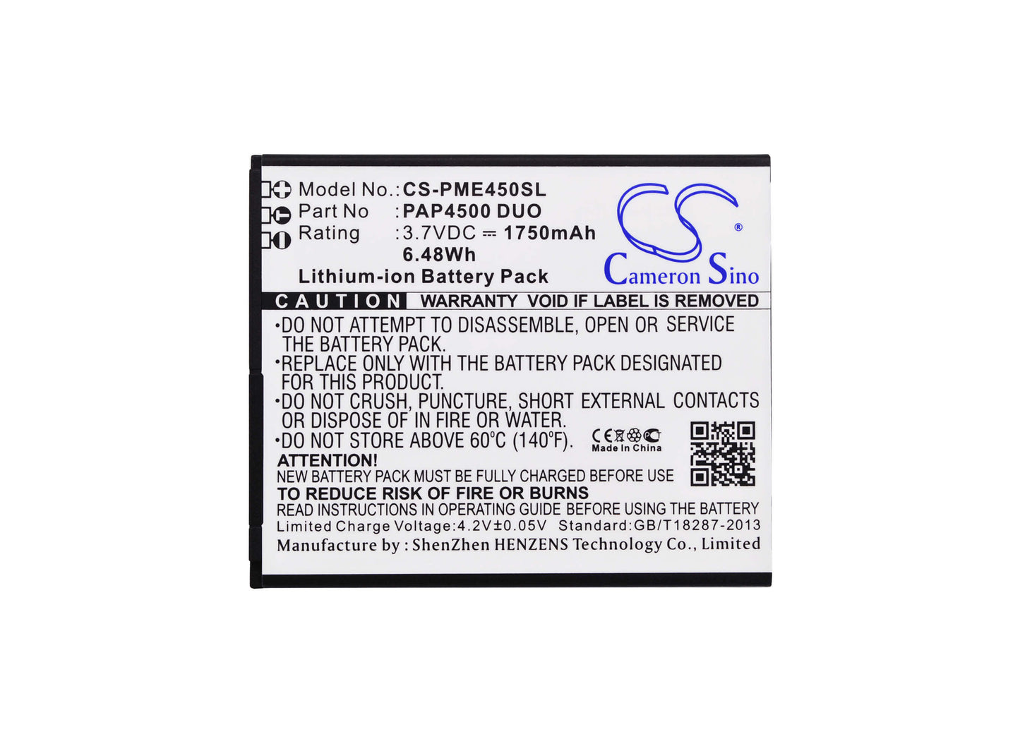 3.7V, 1750mAh, Li-ion Battery fits Prestigio, Multiphone 4500 Duo, 6.475Wh