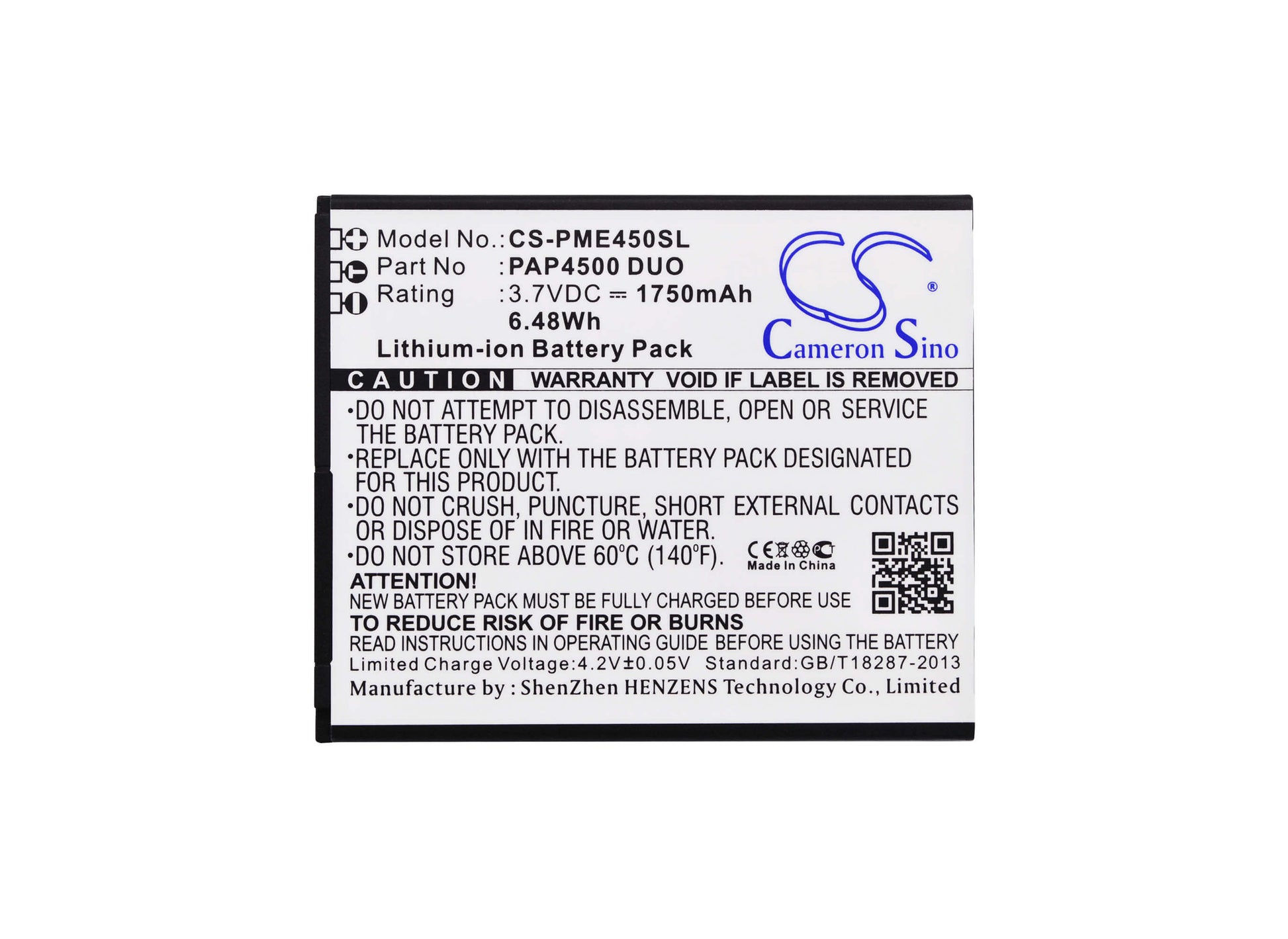 3.7V, 1750mAh, Li-ion Battery fits Prestigio, Multiphone 4500 Duo, 6.475Wh