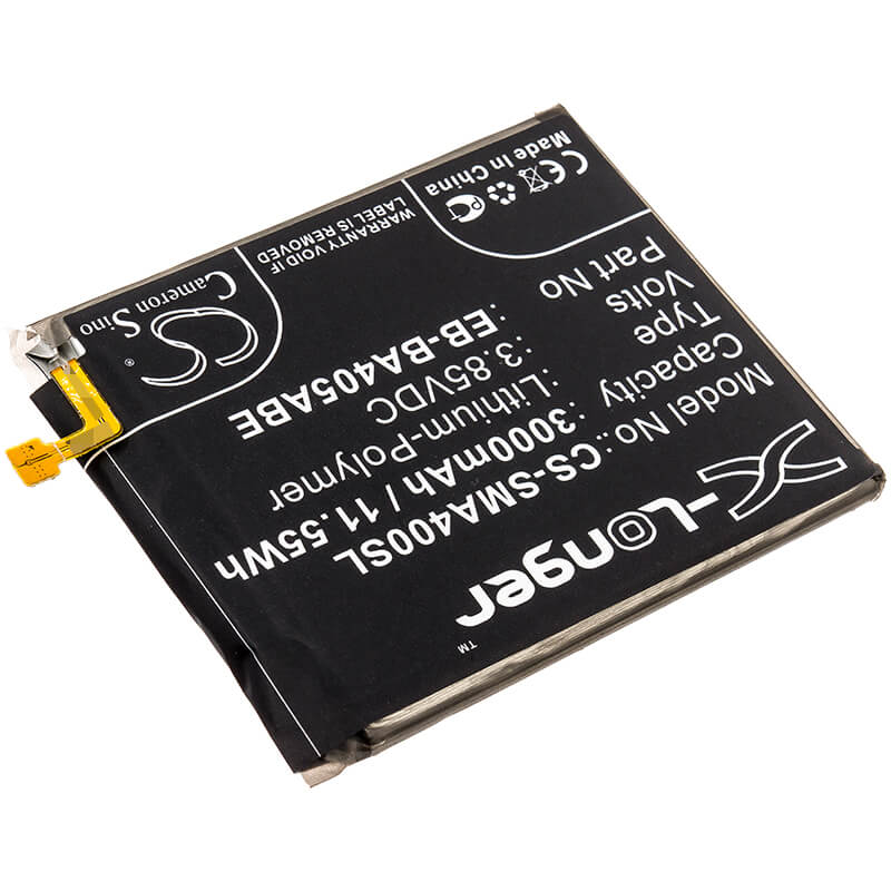 3.85V, 3000mAh, Li-Polymer Battery fits Samsung, Galaxy A40, Galaxy A40 2019, 11.55Wh