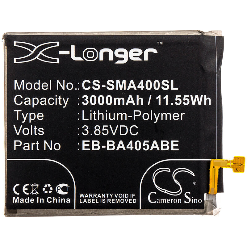 3.85V, 3000mAh, Li-Polymer Battery fits Samsung, Galaxy A40, Galaxy A40 2019, 11.55Wh
