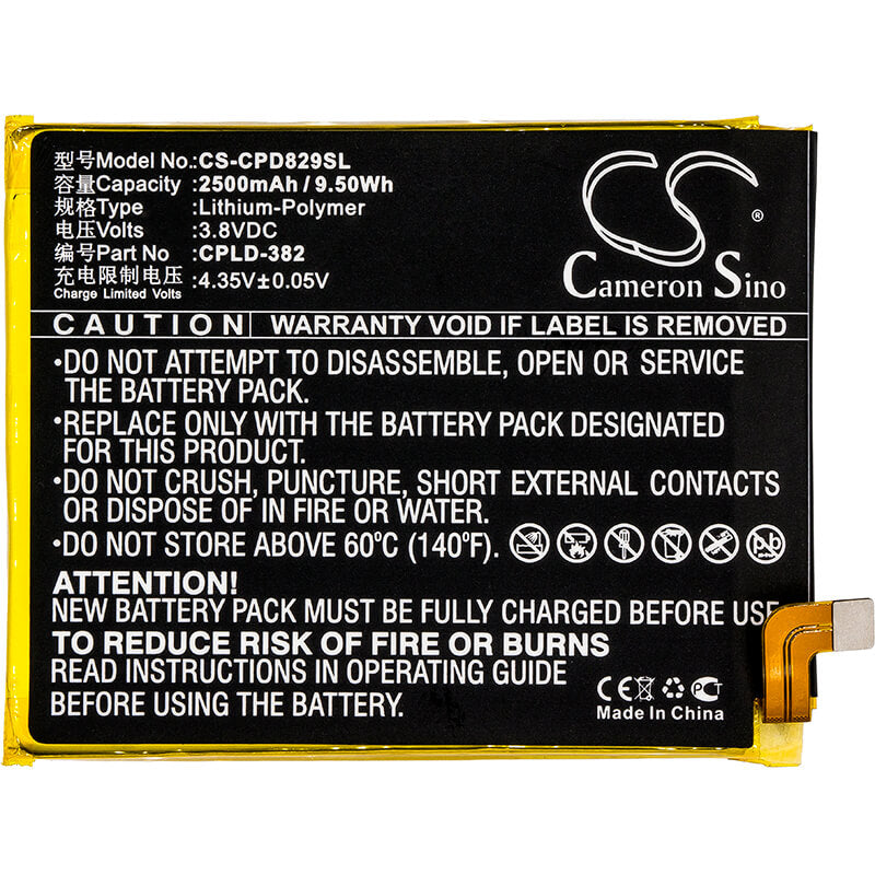 3.8V, 2500mAh, Li-Polymer Battery fits Coolpad, 8298, 8298-a01, 9.5Wh
