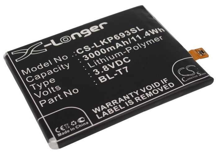 3.8V, 3000mAh, Li-Polymer Battery fits Lg, D800, D801, 11.4Wh