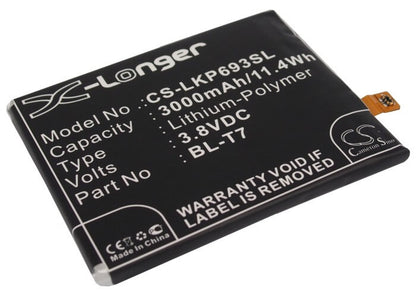 3.8V, 3000mAh, Li-Polymer Battery fits Lg, D800, D801, 11.4Wh