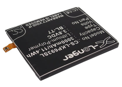 3.8V, 3000mAh, Li-Polymer Battery fits Lg, D800, D801, 11.4Wh