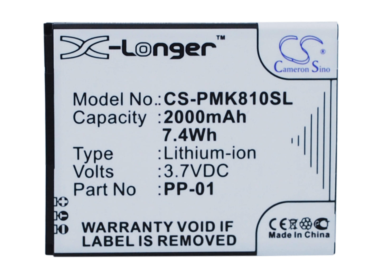 3.7V, 2000mAh, Li-ion Battery fits Phicomm, I810t, 7.4Wh