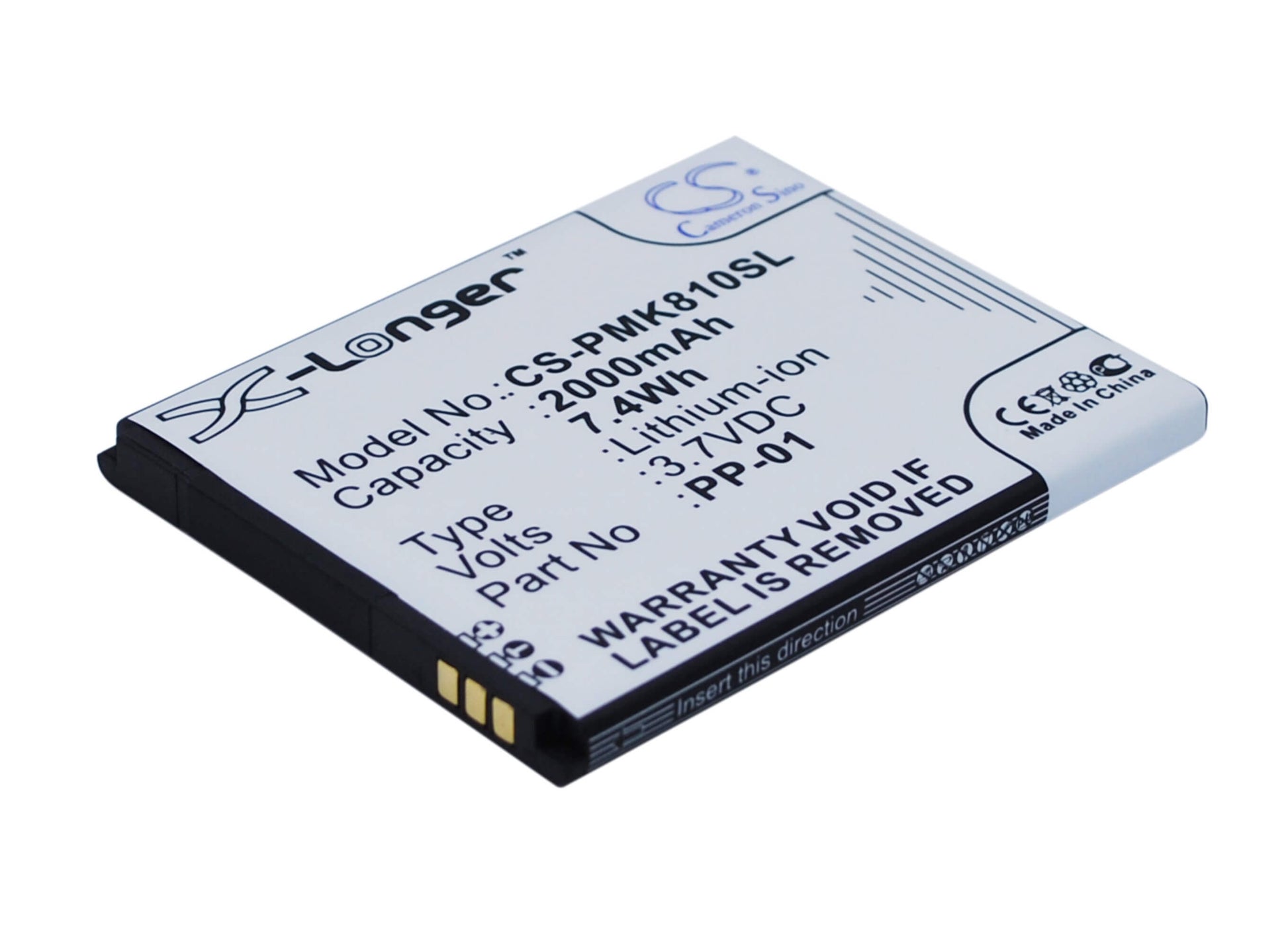3.7V, 2000mAh, Li-ion Battery fits Phicomm, I810t, 7.4Wh