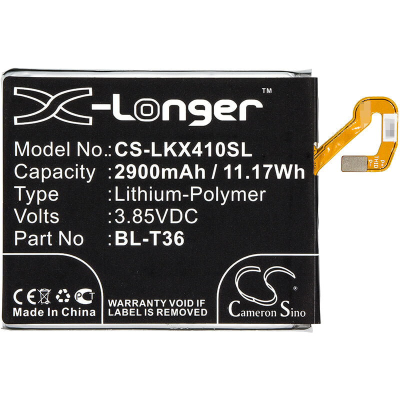 3.85V, 2900mAh, Li-Polymer Battery fits Lg, Harmony 2, Harmony 2 Lte-a, 11.165Wh