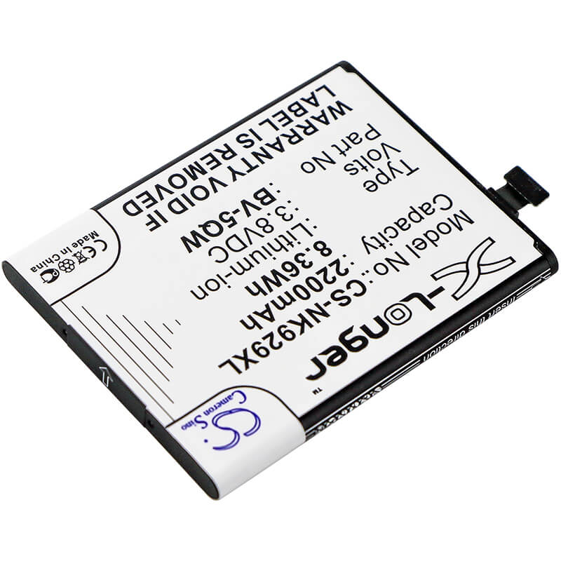 3.8V, 2200mAh, Li-ion Battery fits Nokia, Icom, Lumia 929, 8.36Wh