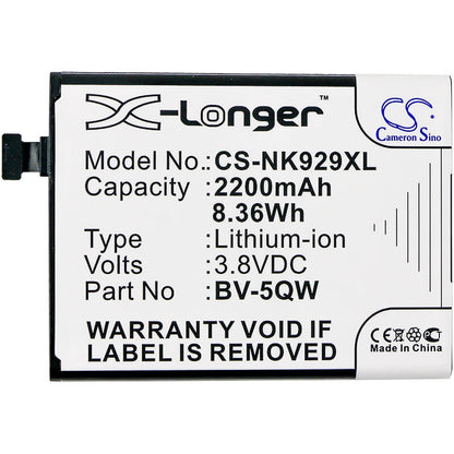 3.8V, 2200mAh, Li-ion Battery fits Nokia, Icom, Lumia 929, 8.36Wh