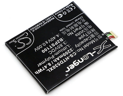 3.85V, 2200mAh, Li-Polymer Battery fits Htc, 2pyr200, A16, 8.47Wh