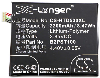 3.85V, 2200mAh, Li-Polymer Battery fits Htc, 2pyr200, A16, 8.47Wh