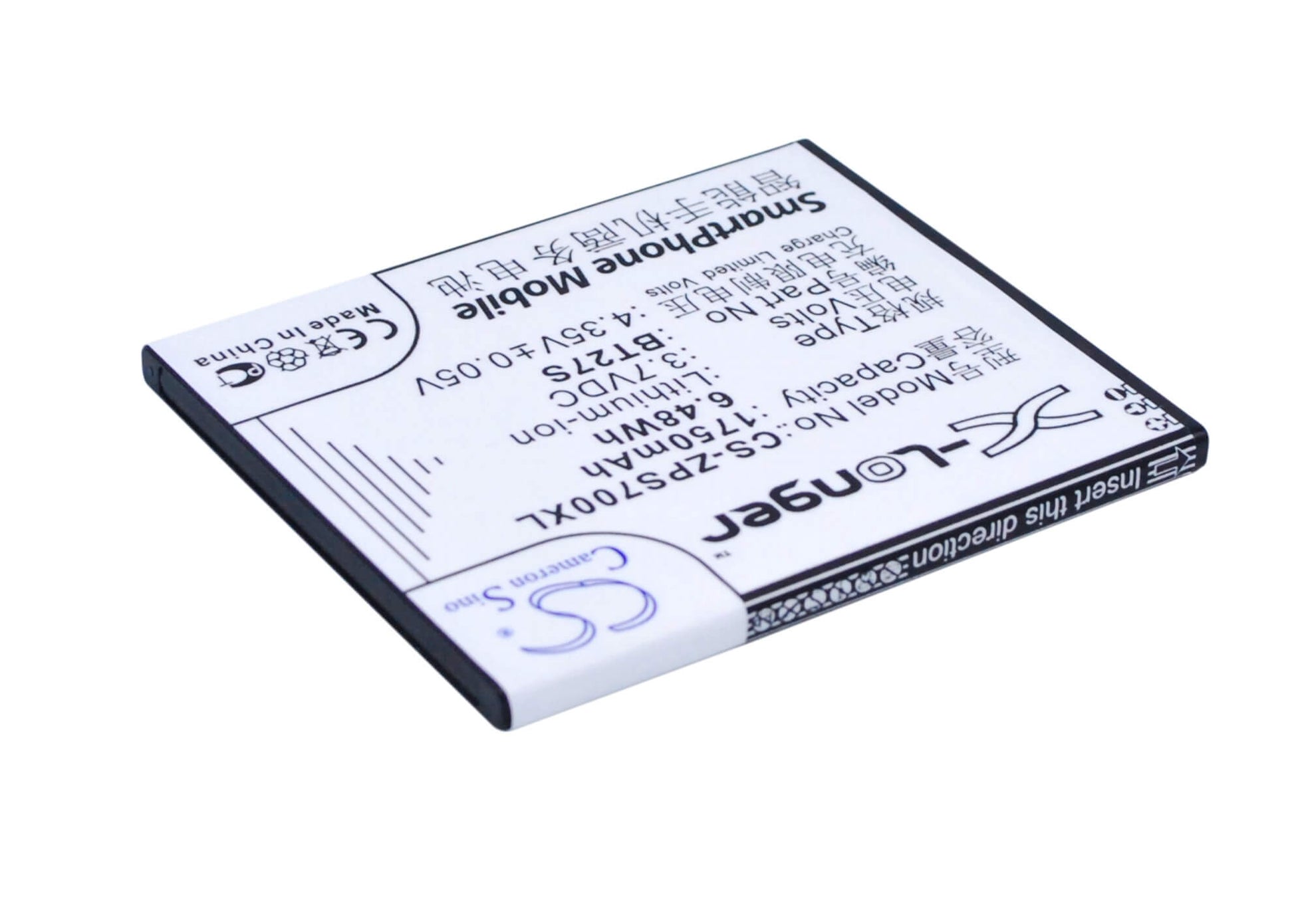 3.7V, 1750mAh, Li-ion Battery fits Zopo, 6530, Zp700, 6.475Wh