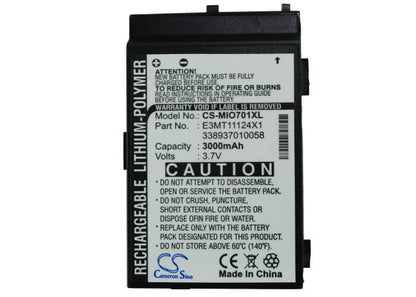 3.7V, 3000mAh, Li-Polymer Battery fits Mitac, Mio A700, 11.1Wh