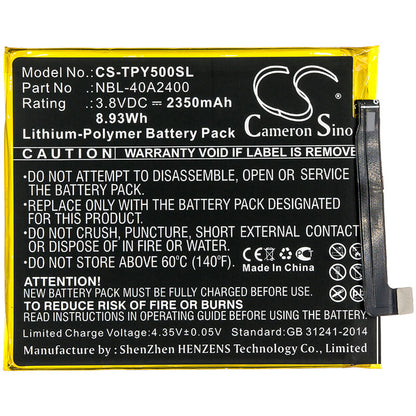 3.8V, 2350mAh, Li-Polymer Battery fits Neffos, Tp804a, Tp804c, 8.93Wh