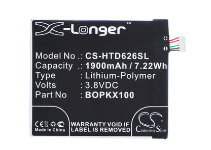 3.8V, 1900mAh, Li-Polymer Battery fits Htc, A22, A32, 7.22Wh