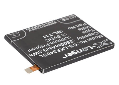 3.8V, 2500mAh, Li-Polymer Battery fits Lg, F340, G Flex, 9.5Wh