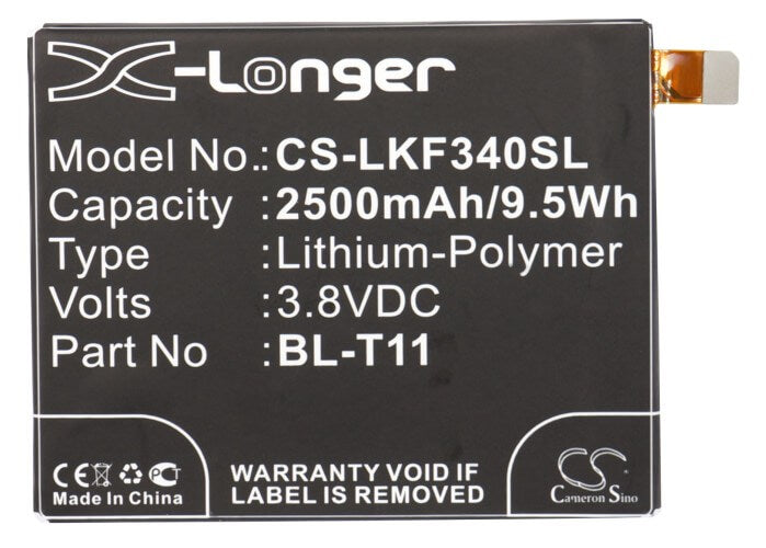 3.8V, 2500mAh, Li-Polymer Battery fits Lg, F340, G Flex, 9.5Wh