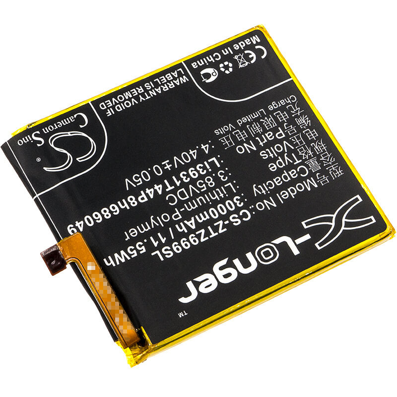 3.85V, 3000mAh, Li-Polymer Battery fits Zte, Axon M, Axon M Lte-a, 11.55Wh