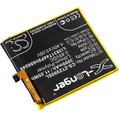 3.85V, 3000mAh, Li-Polymer Battery fits Zte, Axon M, Axon M Lte-a, 11.55Wh