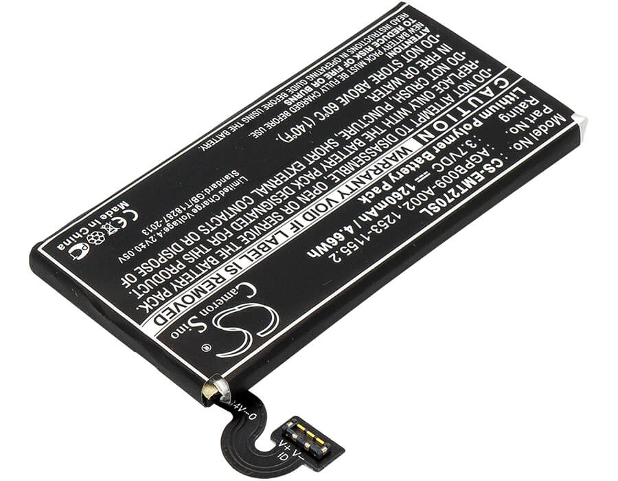 3.7V, 1260mAh, Li-Polymer Battery fits Sony Ericsson, Pepper, Xperia Mt27, 4.662Wh