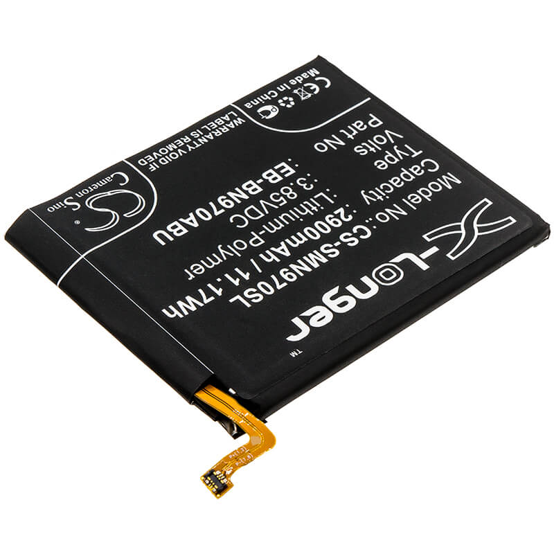 3.85V, 2900mAh, Li-Polymer Battery fits Samsung, Galaxy Note 10, Sm-n9700, 11.165Wh