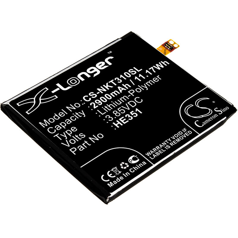 3.85V, 2900mAh, Li-Polymer Battery fits Nokia, 3.1, Ta-1049, 11.165Wh
