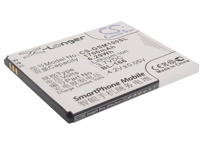 3.7V, 1700mAh, Li-ion Battery fits Gigabyte, Gsmart Maya M1, 6.29Wh