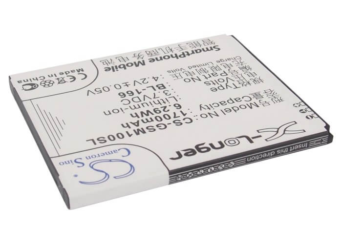 3.7V, 1700mAh, Li-ion Battery fits Gigabyte, Gsmart Maya M1, 6.29Wh