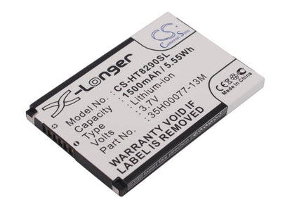 3.7V, 1500mAh, Li-Polymer Battery fits Htc, Max 4g, Quartz, 5.55Wh