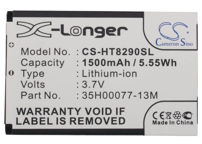 3.7V, 1500mAh, Li-Polymer Battery fits Htc, Max 4g, Quartz, 5.55Wh