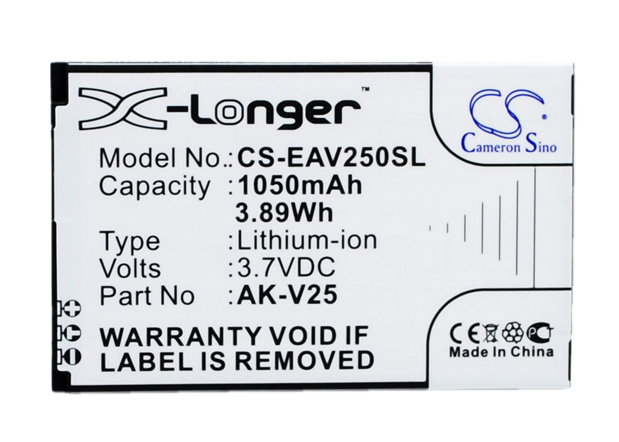 3.7V, 1050mAh, Li-ion Battery fits Emporia, Euphoria, Pure, 3.885Wh