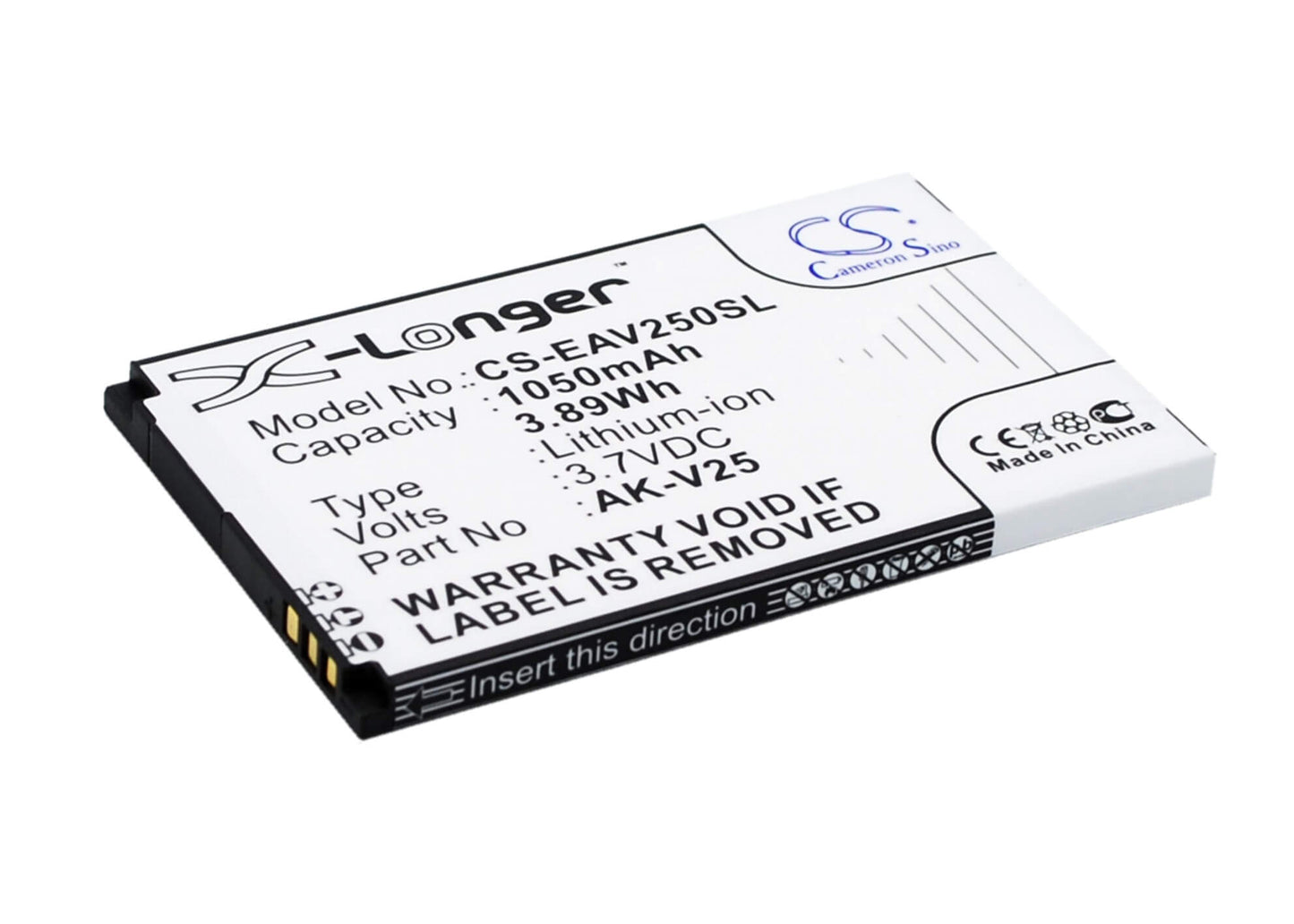 3.7V, 1050mAh, Li-ion Battery fits Emporia, Euphoria, Pure, 3.885Wh