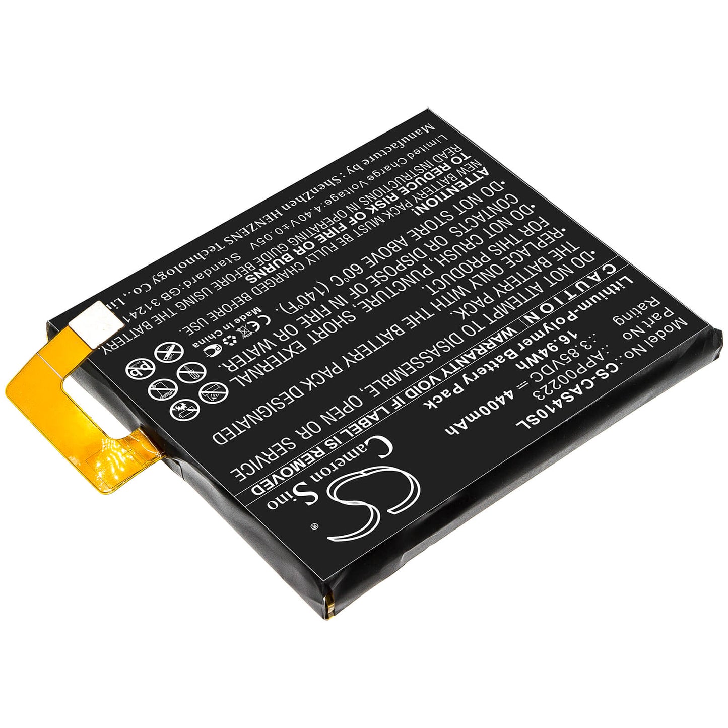 3.85V, 4400mAh, Li-Polymer Battery fits Cat, S41, 16.94Wh