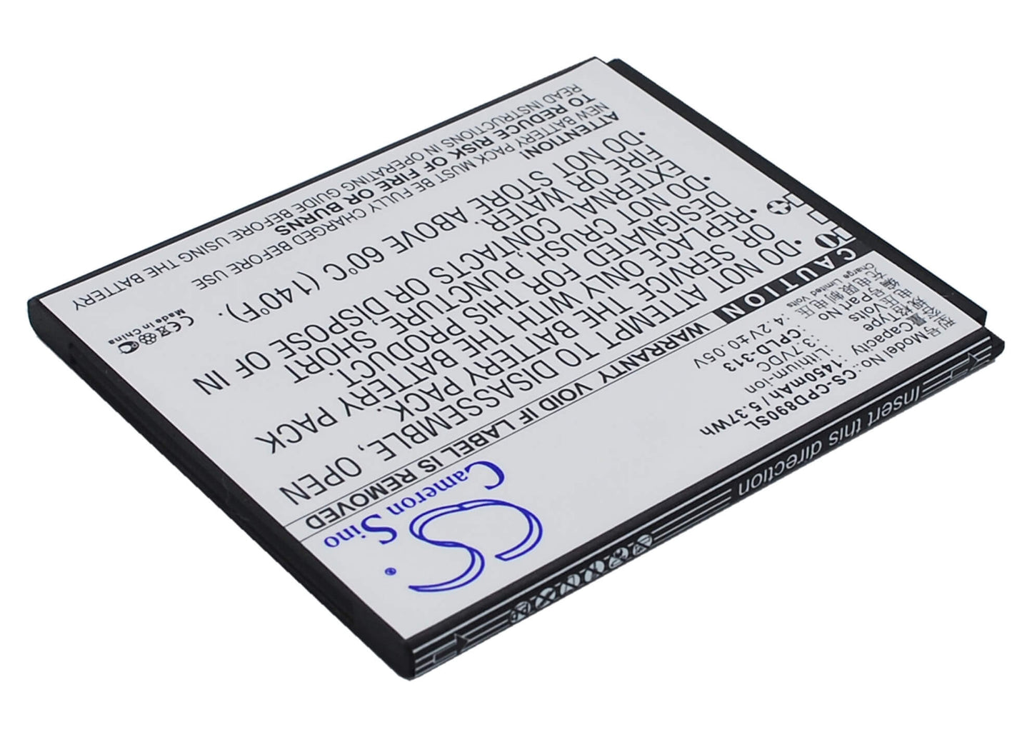 3.7V, 1450mAh, Li-ion Battery fits Coolpad, 4 Mini, 8908, 5.365Wh