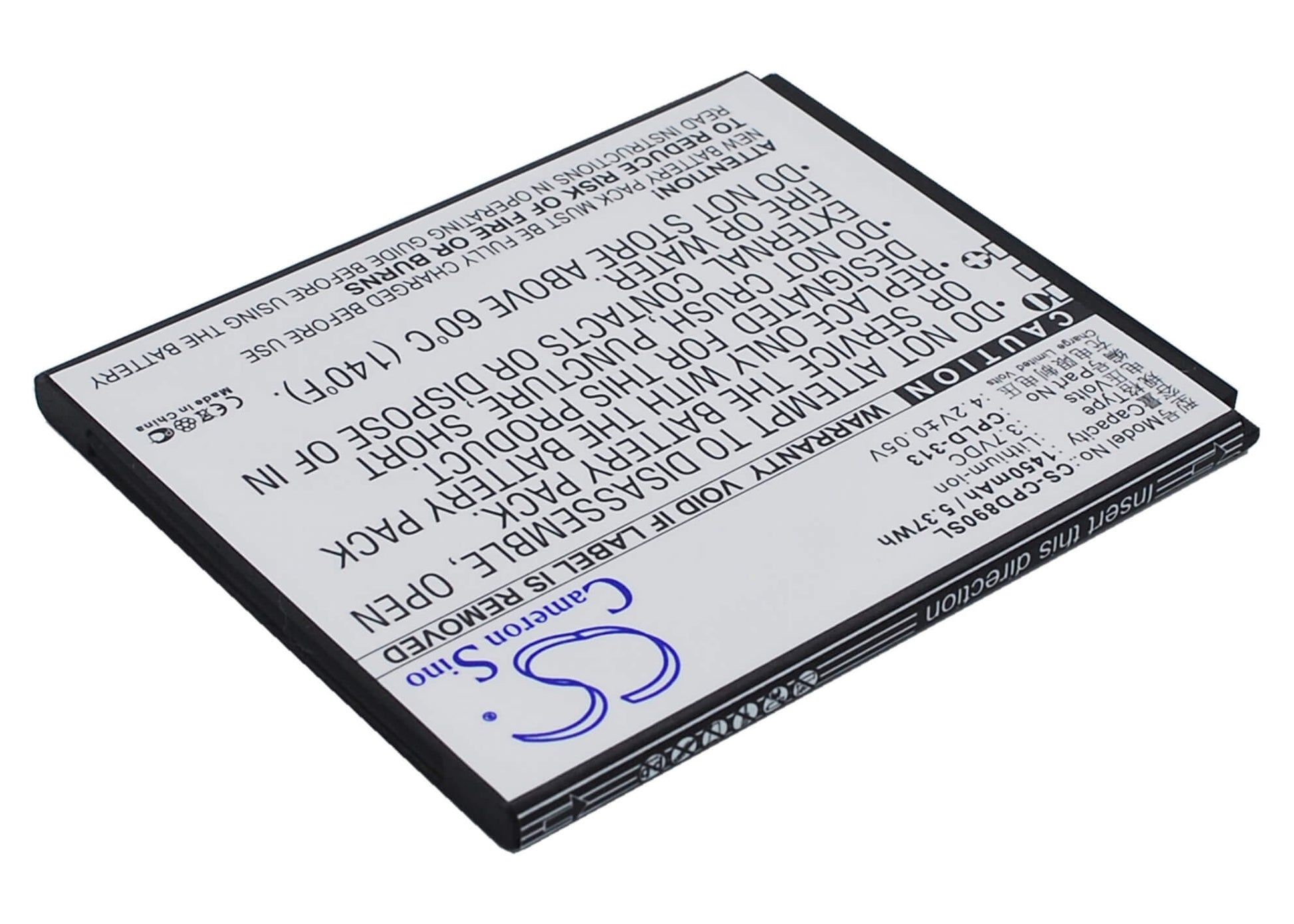 3.7V, 1450mAh, Li-ion Battery fits Coolpad, 4 Mini, 8908, 5.365Wh