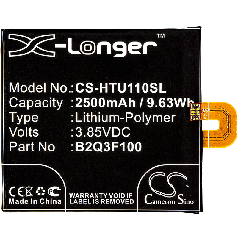3.85V, 2500mAh, Li-Polymer Battery fits Htc, Ocean Life, U11 Life, 9.625Wh