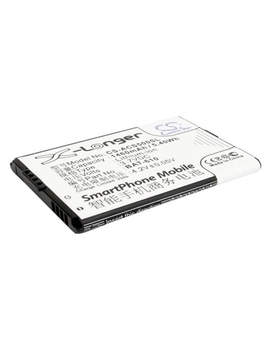 3.7V, 1460mAh, Li-ion Battery fits Acer, Cloud Mobile, Cloudmobile S500, 5.402Wh