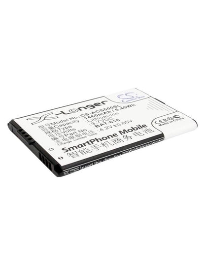 3.7V, 1460mAh, Li-ion Battery fits Acer, Cloud Mobile, Cloudmobile S500, 5.402Wh