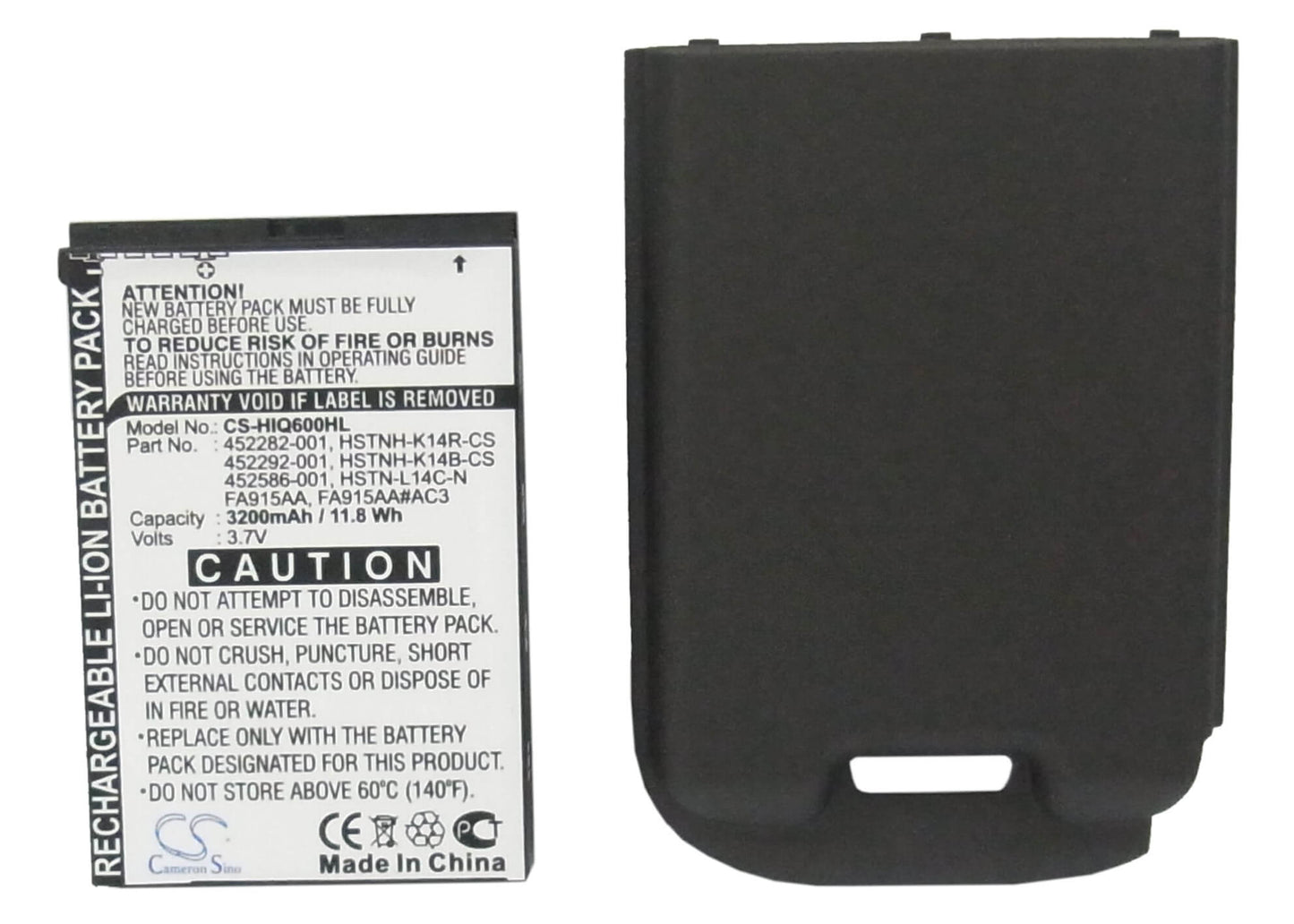 3.7V, 3200mAh, Li-ion Battery fits Hp, Ipaq 600, Ipaq 610, 11.84Wh