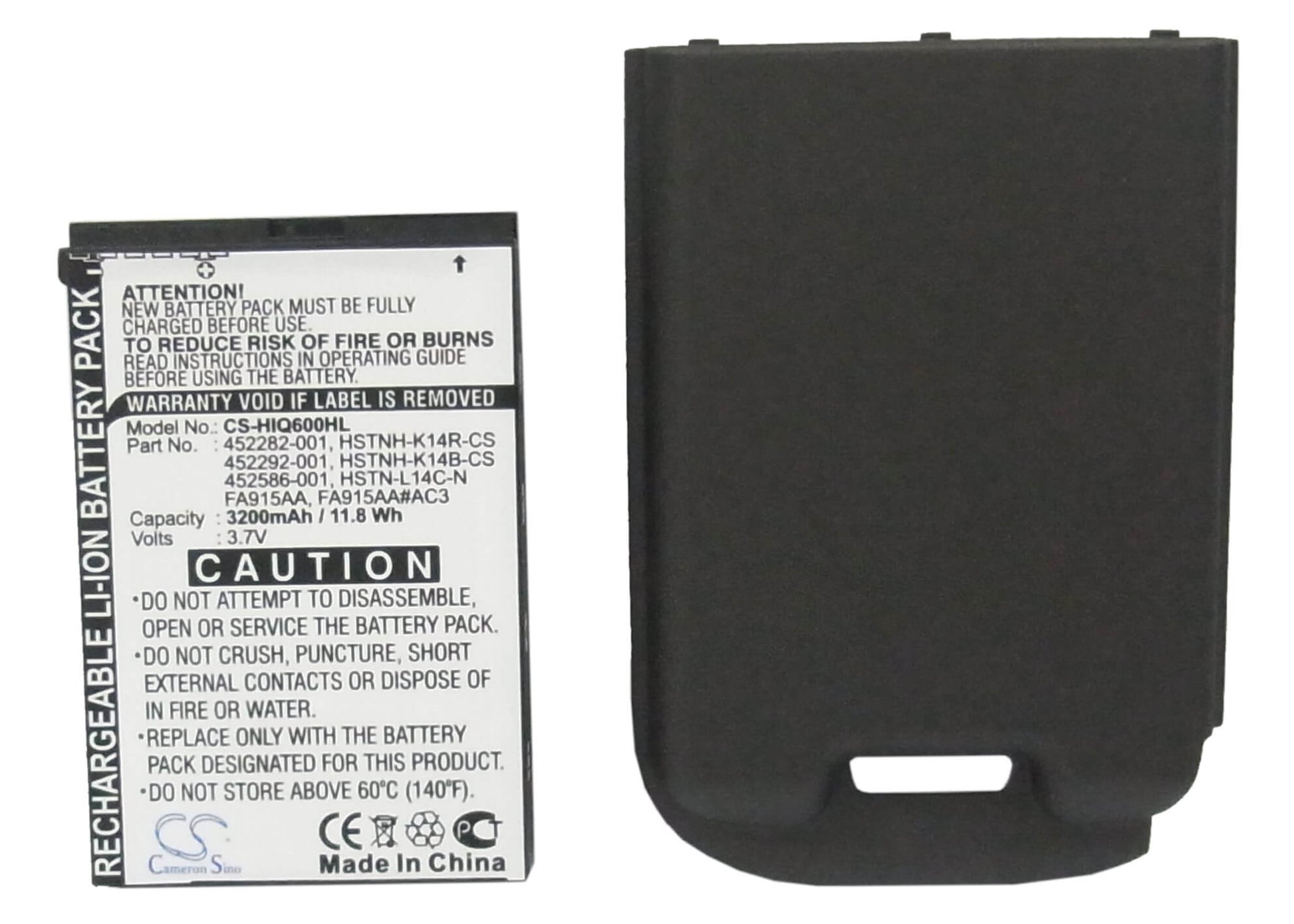 3.7V, 3200mAh, Li-ion Battery fits Hp, Ipaq 600, Ipaq 610, 11.84Wh