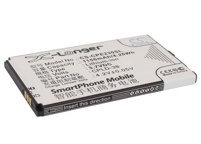 3.7V, 1150mAh, Li-ion Battery fits Coolpad, E230, E506, 4.255Wh